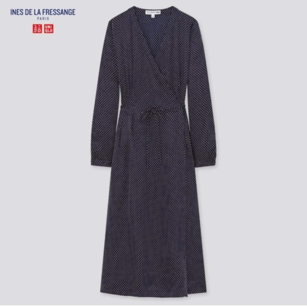 Uniqlo x Ines de la Fressange silk wrap dress